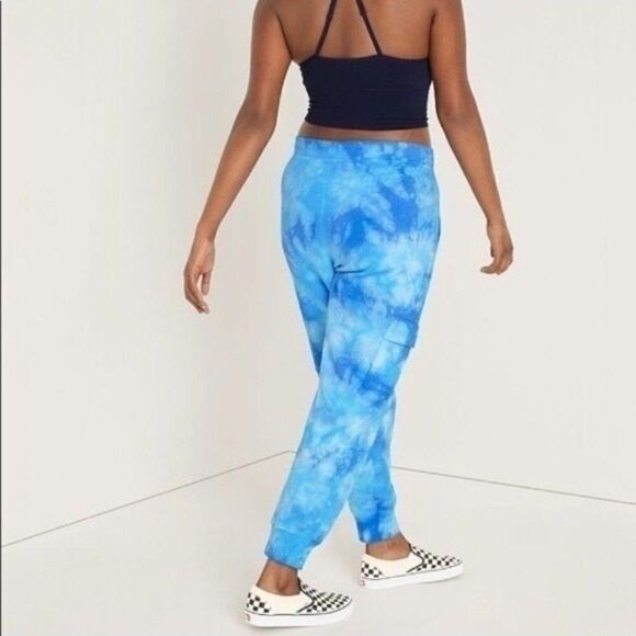 NWT VICTORIA'S SECRET PINK HIGH WAIST BLUE TIE DYE CARGO JOGGER SWEATPANTS‎ - Picture 6 of 9